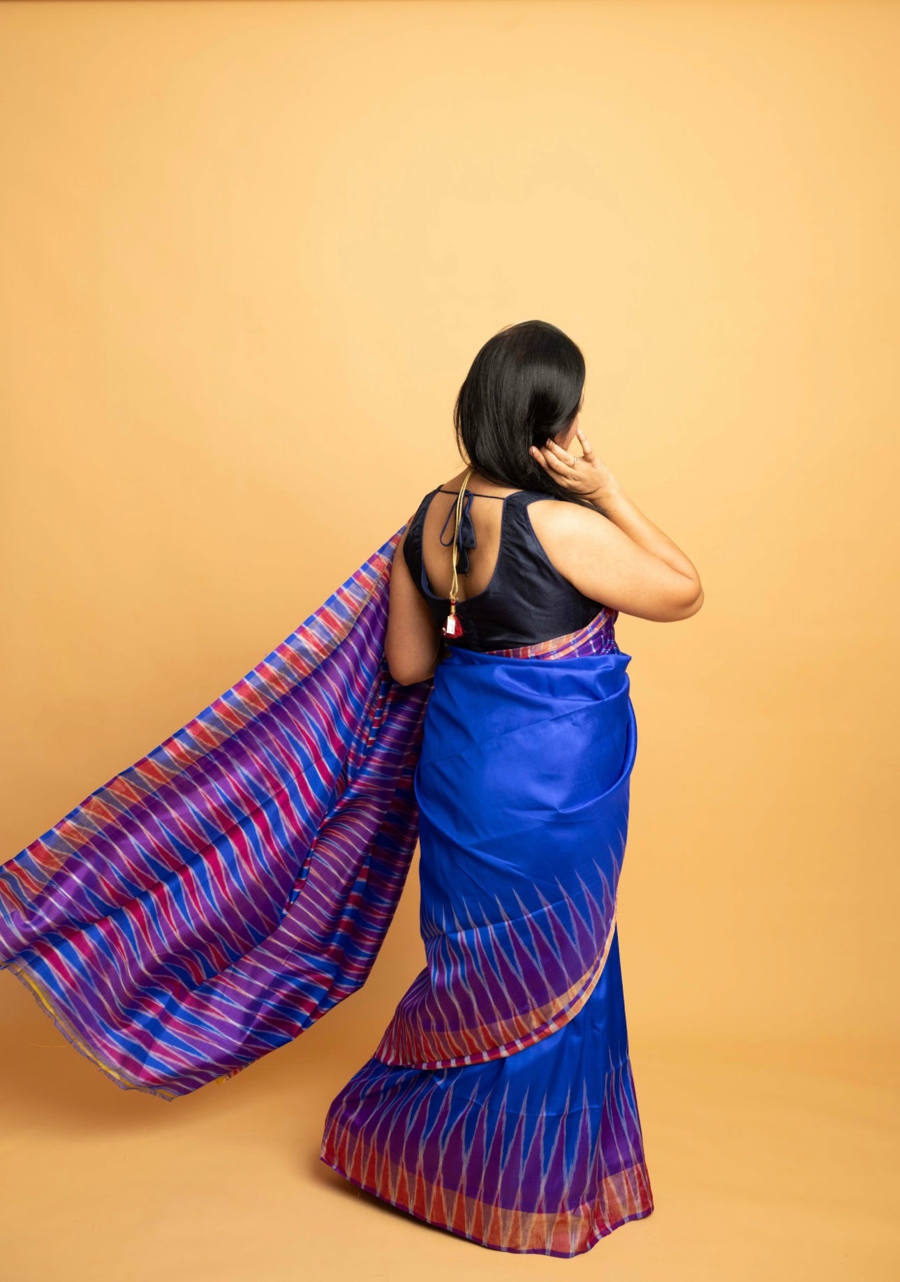 Cobalt Dream: Blue Sambalpuri Ikkat Silk Saree