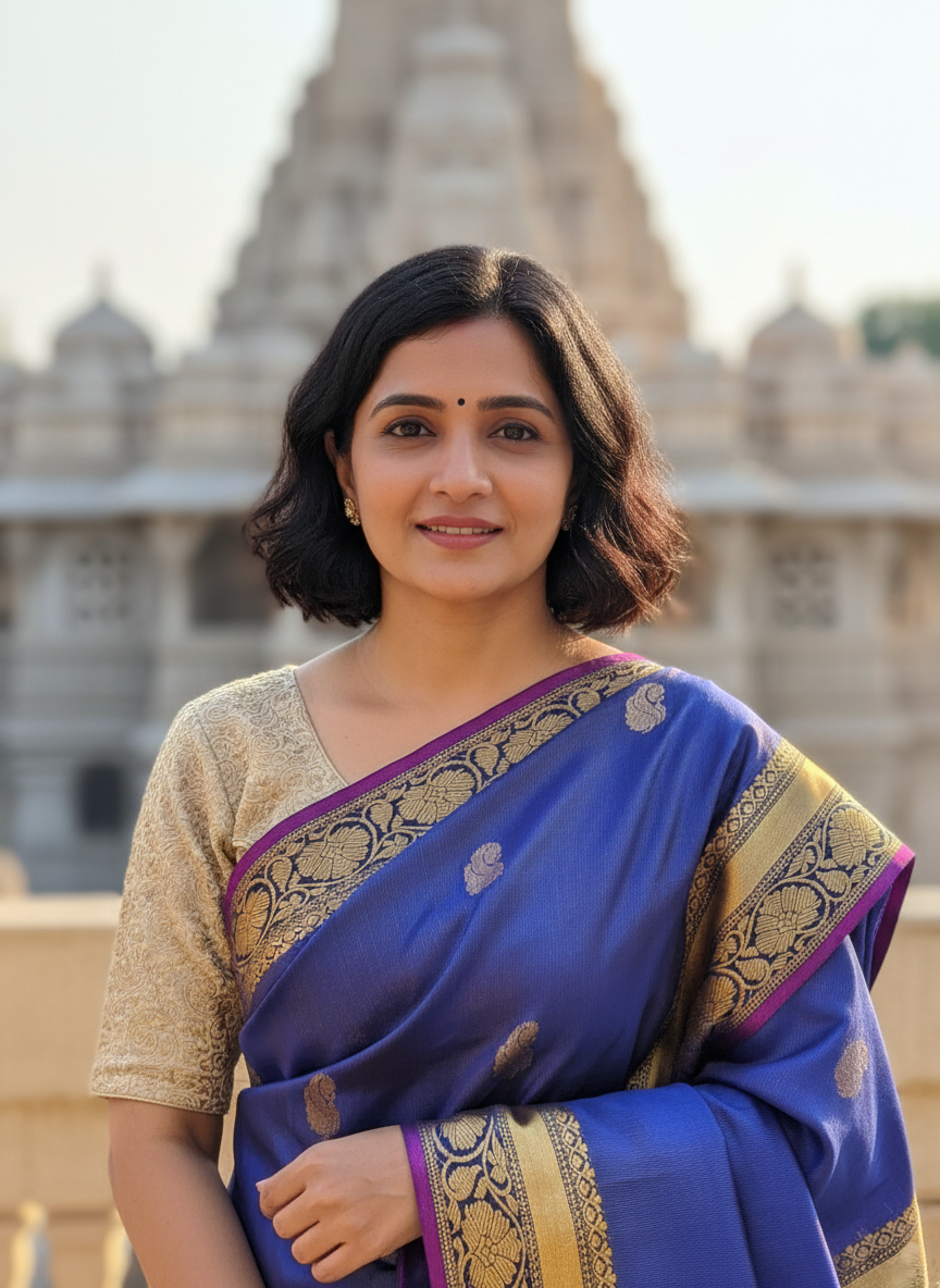 Indira: Blue tissue silk saree