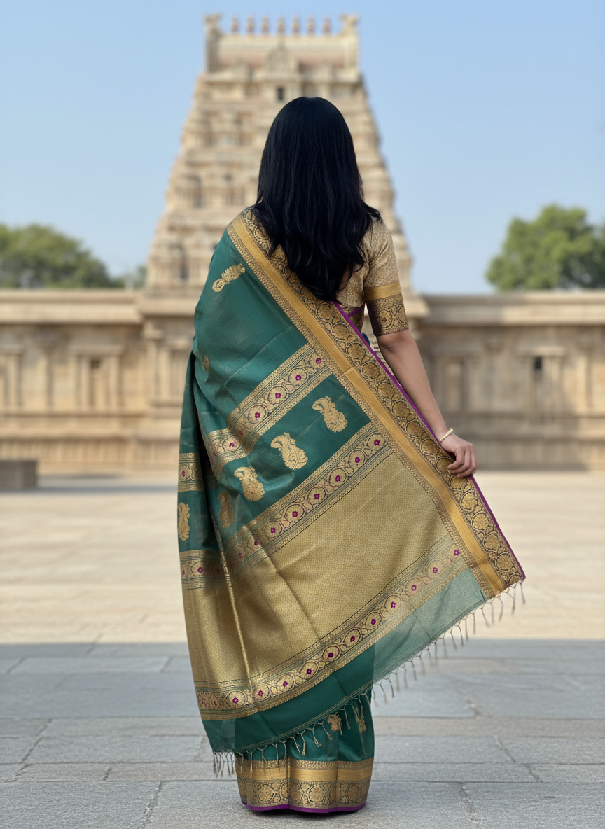Harita: Green Tissue Silk Saree