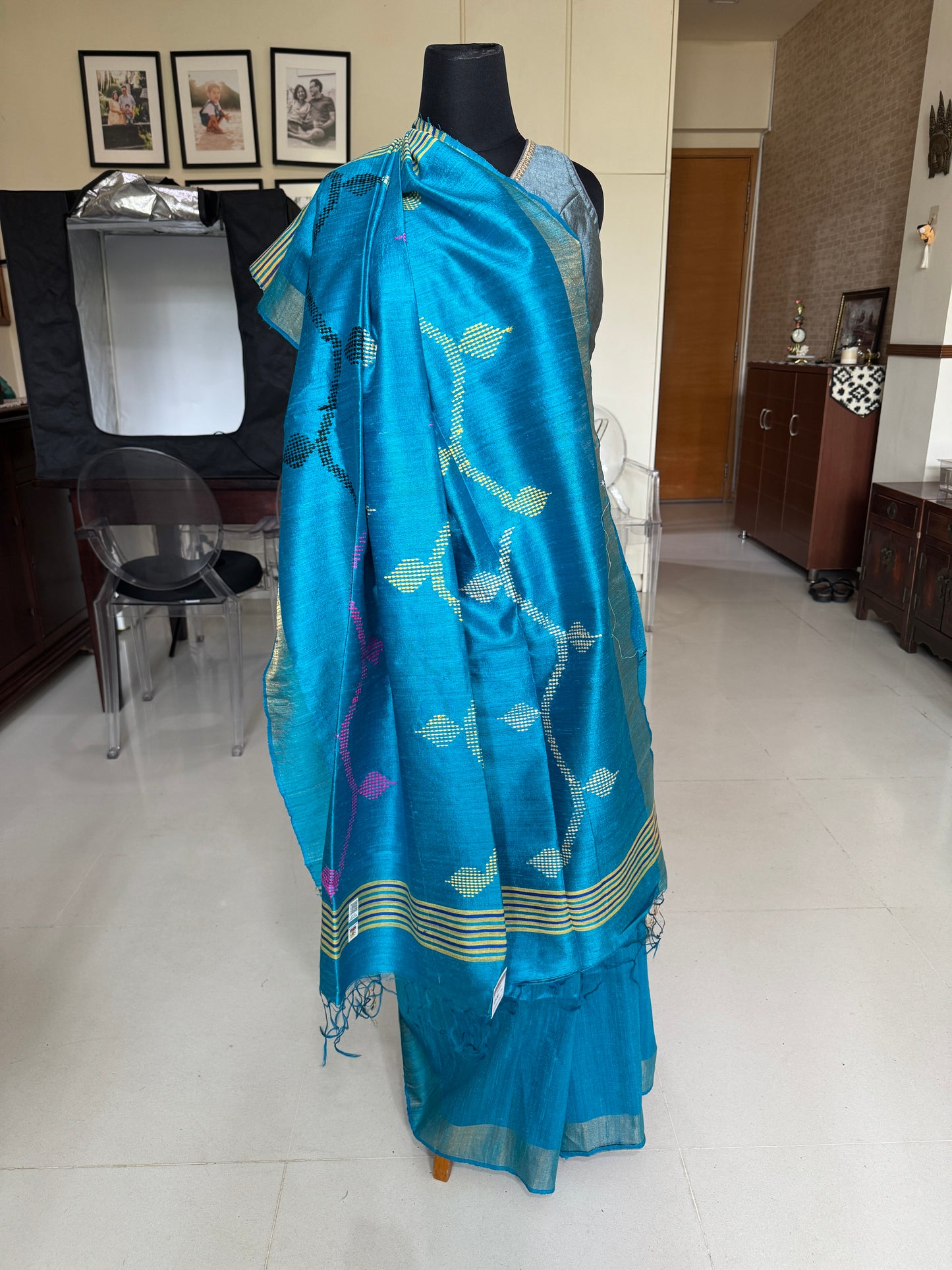 Blue Ghicha Silk Saree