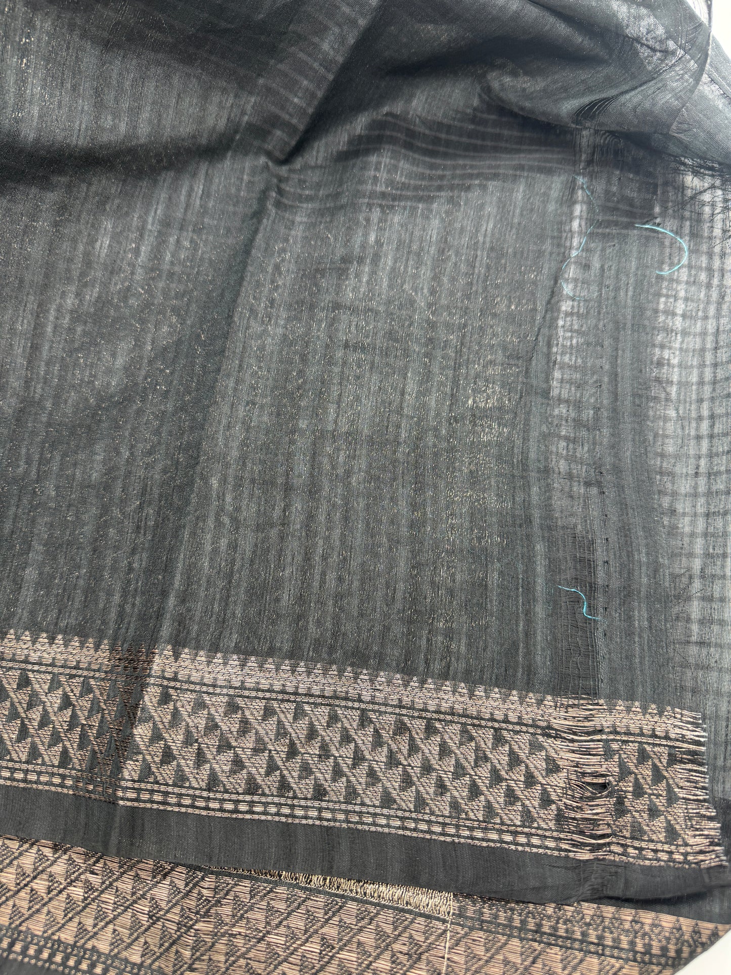 Manjari: Black Semi-Silk Saree with Silver Zari