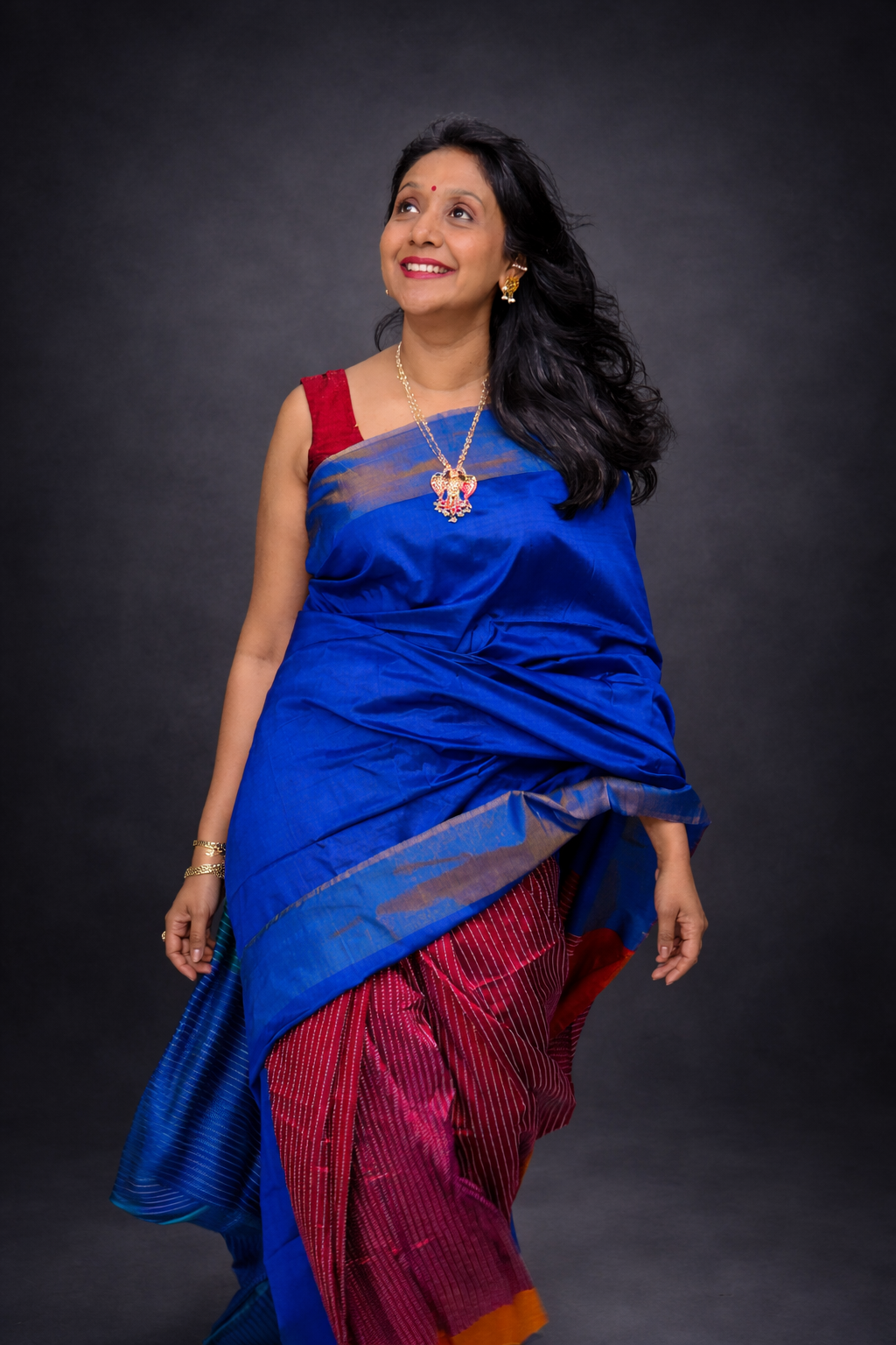 Nivedita: Blue Handwoven Katan Silk Saree