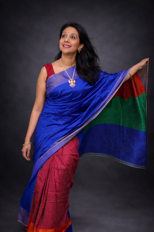 Nivedita: Blue Handwoven Katan Silk Saree