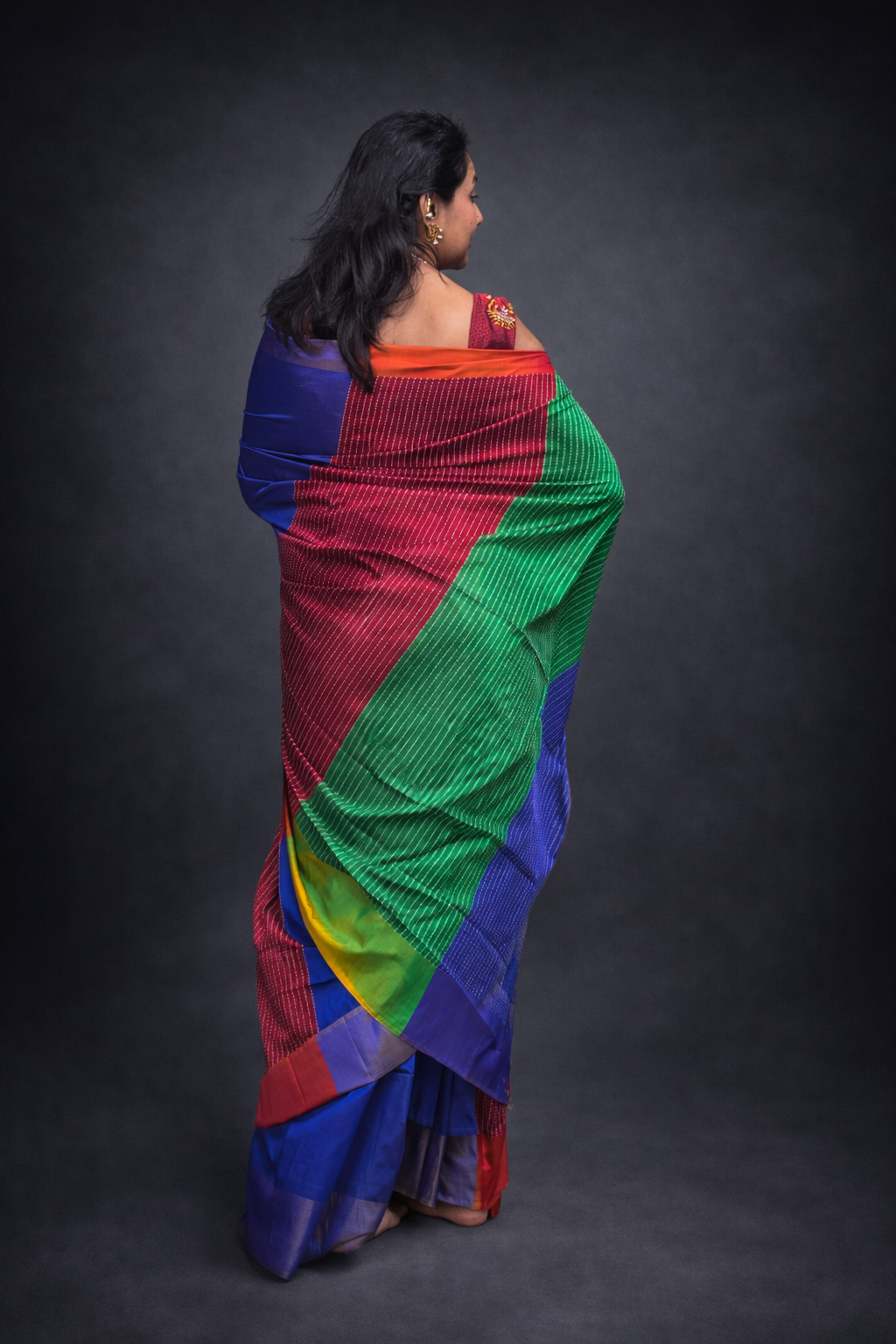 Nivedita: Blue Handwoven Katan Silk Saree