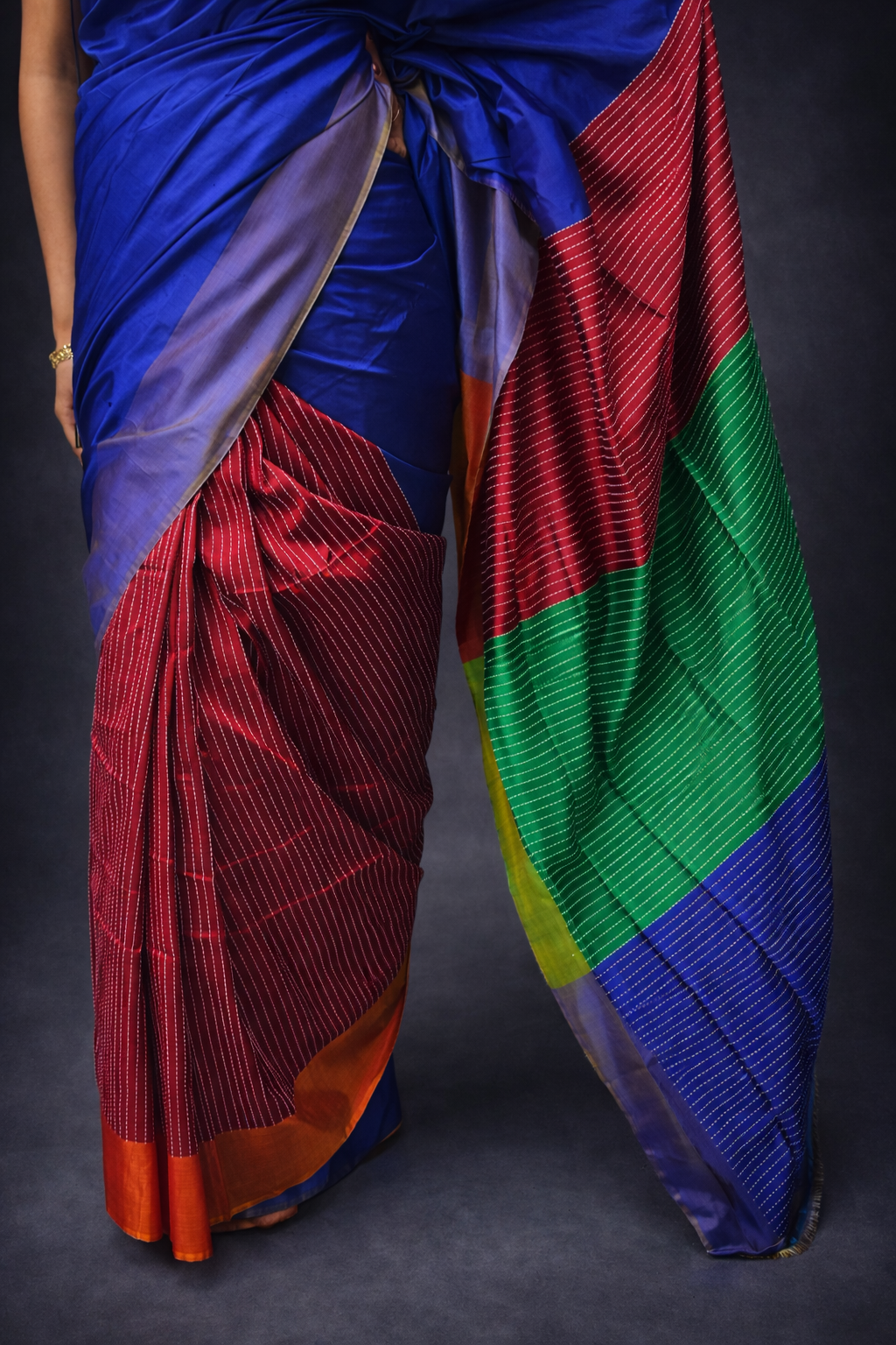 Nivedita: Blue Handwoven Katan Silk Saree