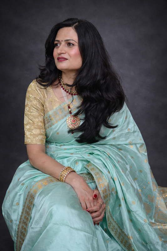 Lekha: Mint Green Handwoven Assam Paat Silk Saree