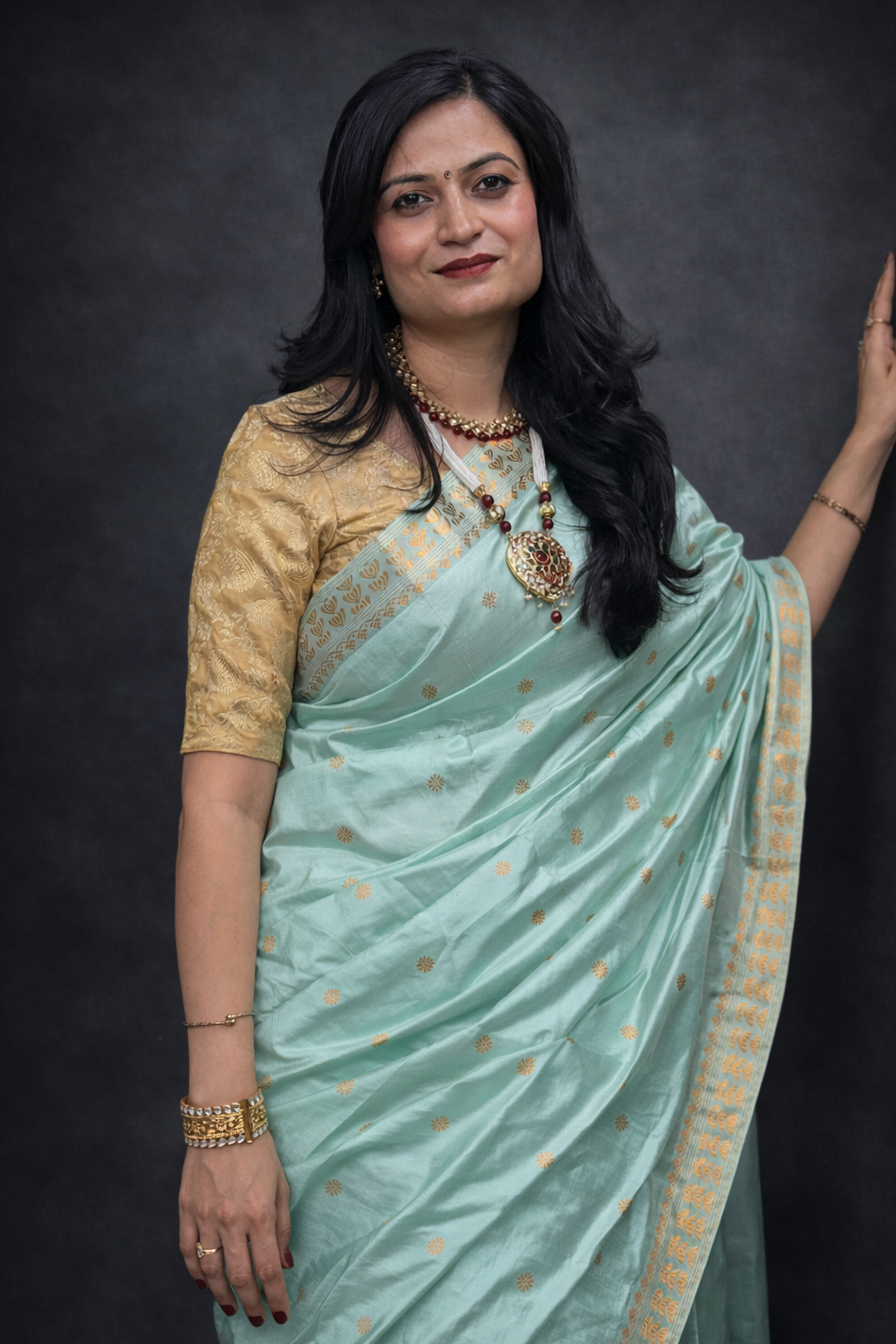 Lekha: Mint Green Handwoven Assam Paat Silk Saree