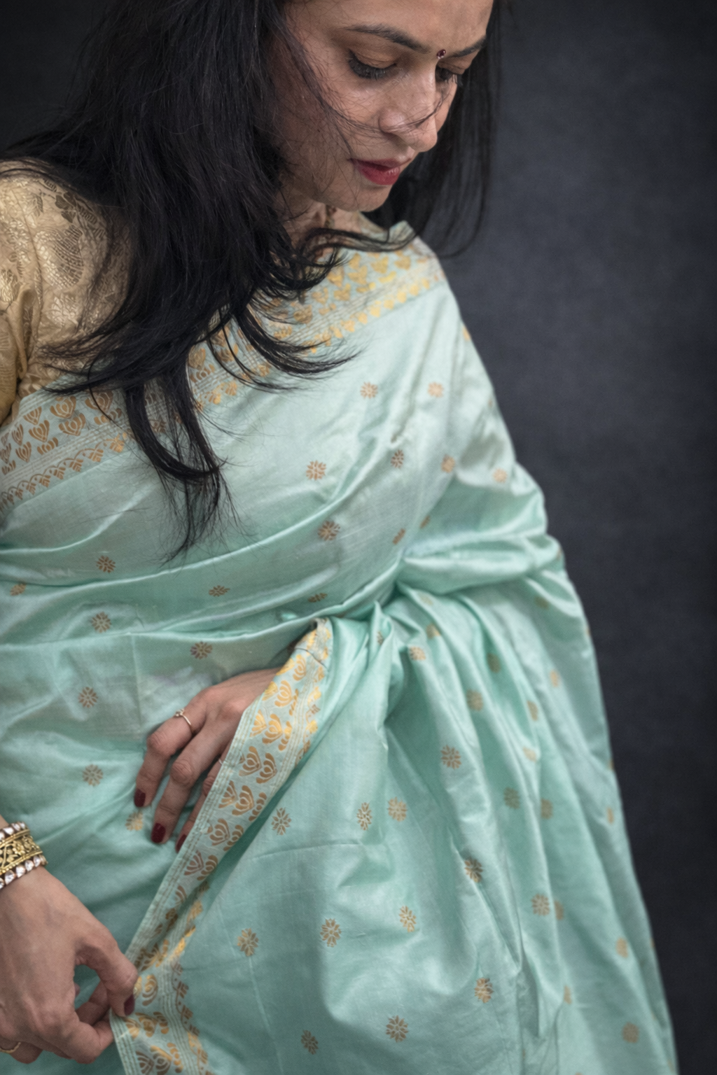 Lekha: Mint Green Handwoven Assam Paat Silk Saree