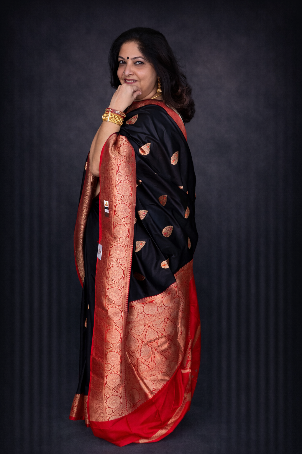 Jaya: Black Handwoven Banarasi Katan Silk Saree