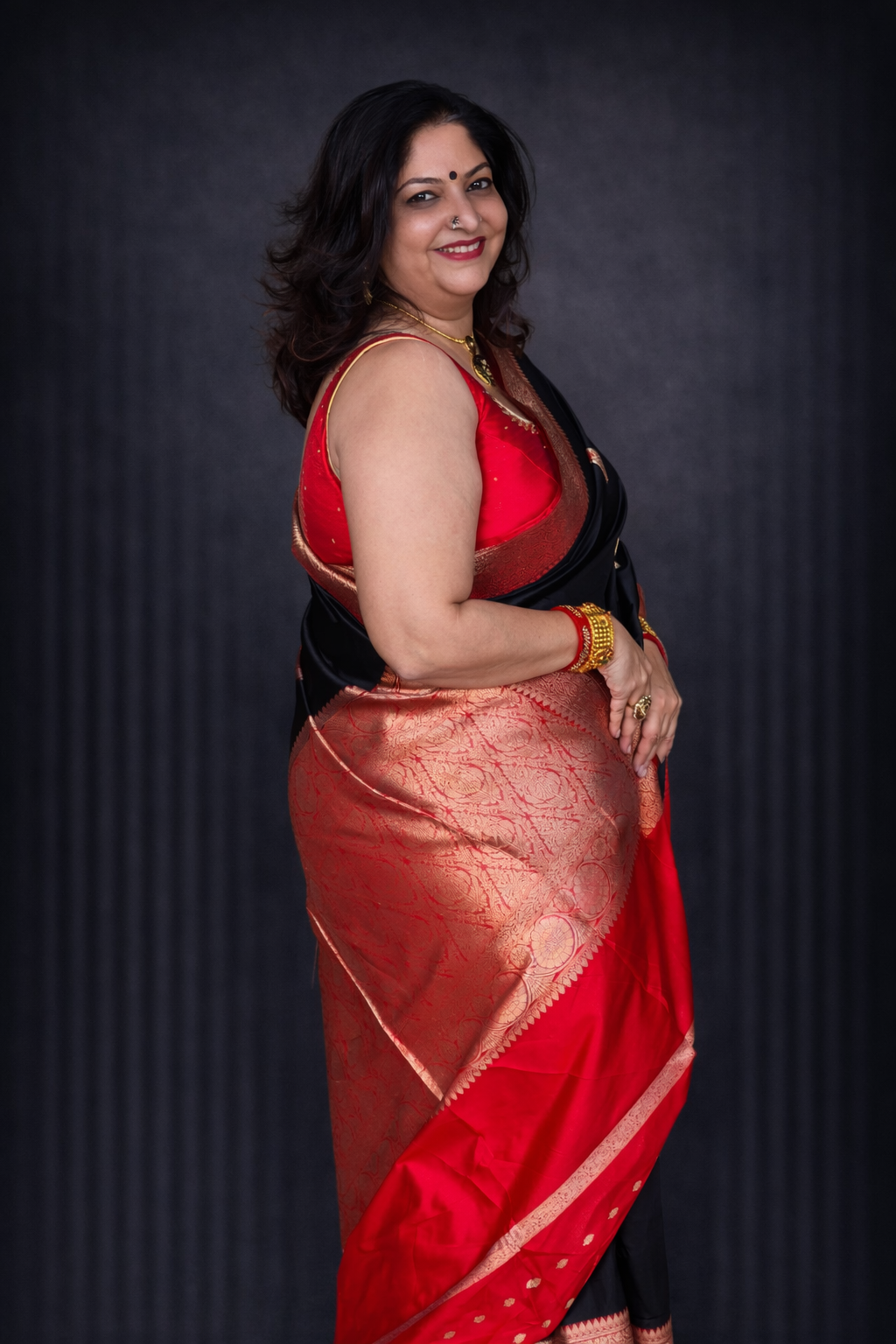 Jaya: Black Handwoven Banarasi Katan Silk Saree