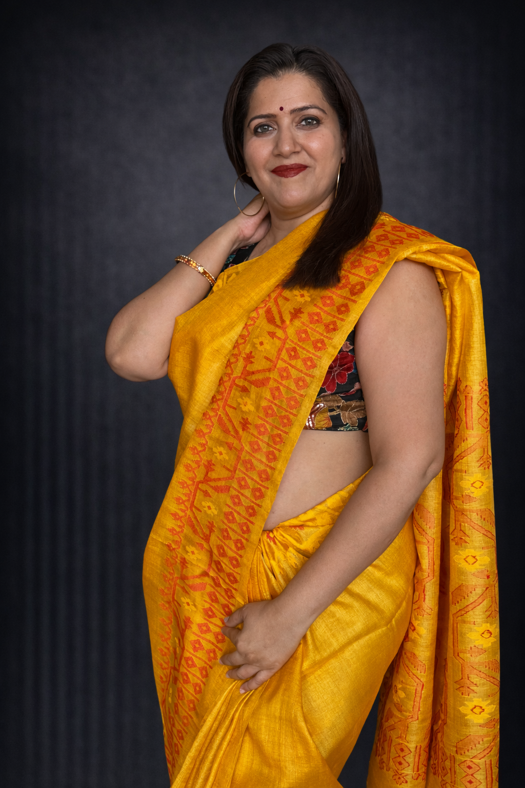 Shobha: Yellow Handwoven Tussar Silk Saree