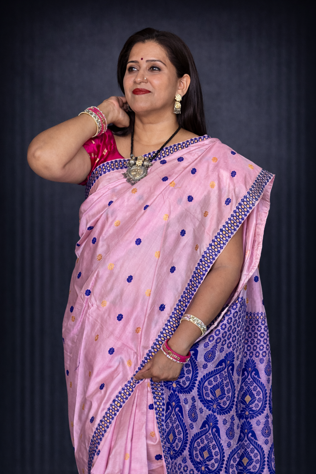 Abha: Pink Handwoven Paat Silk Saree
