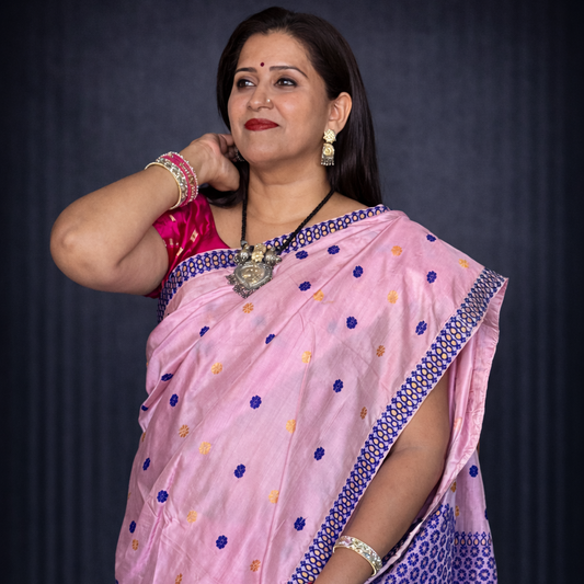 Abha: Pink Handwoven Paat Silk Saree