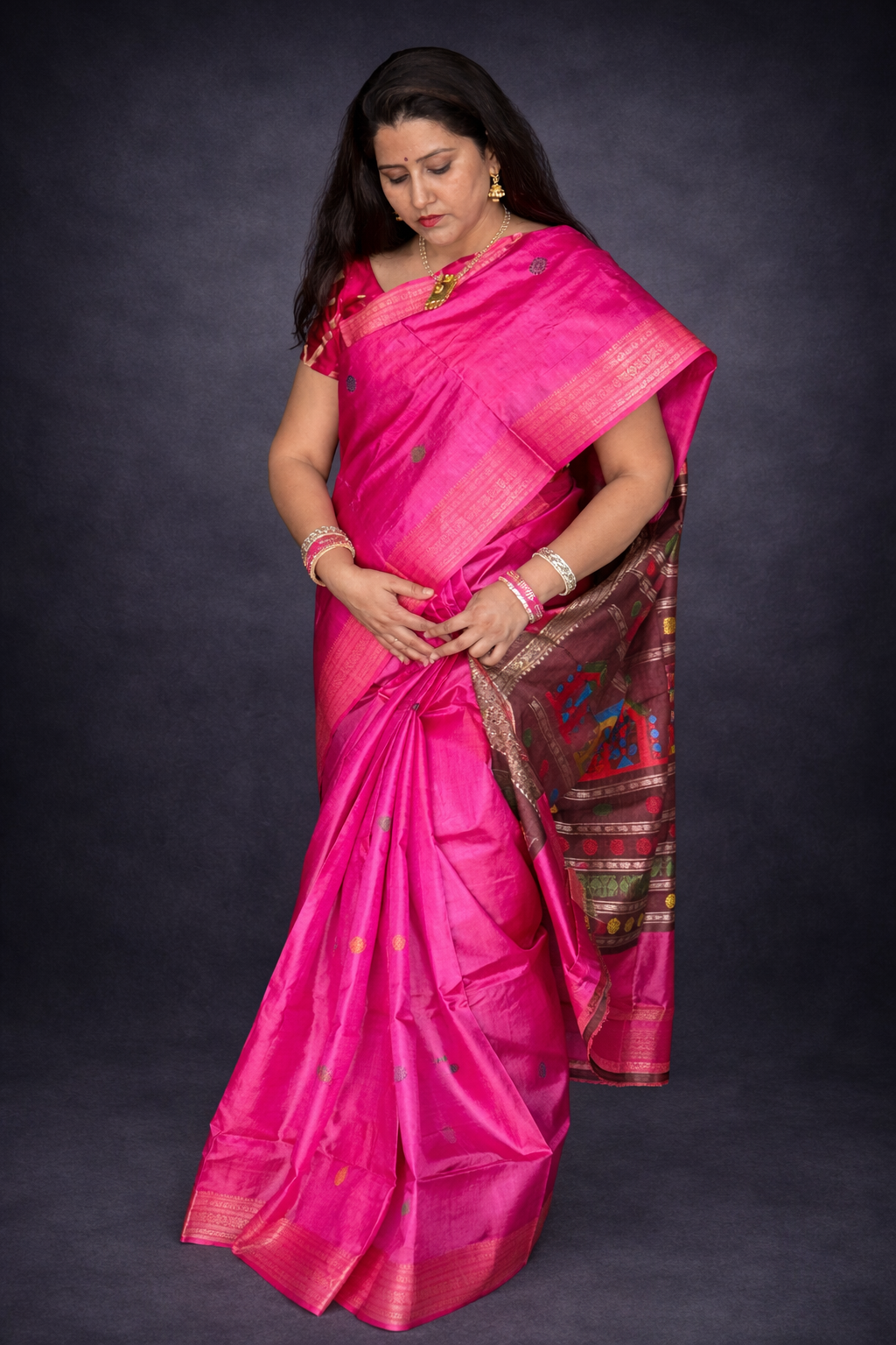 Disha: Pink Dolabedi Handwoven Pure Silk Saree