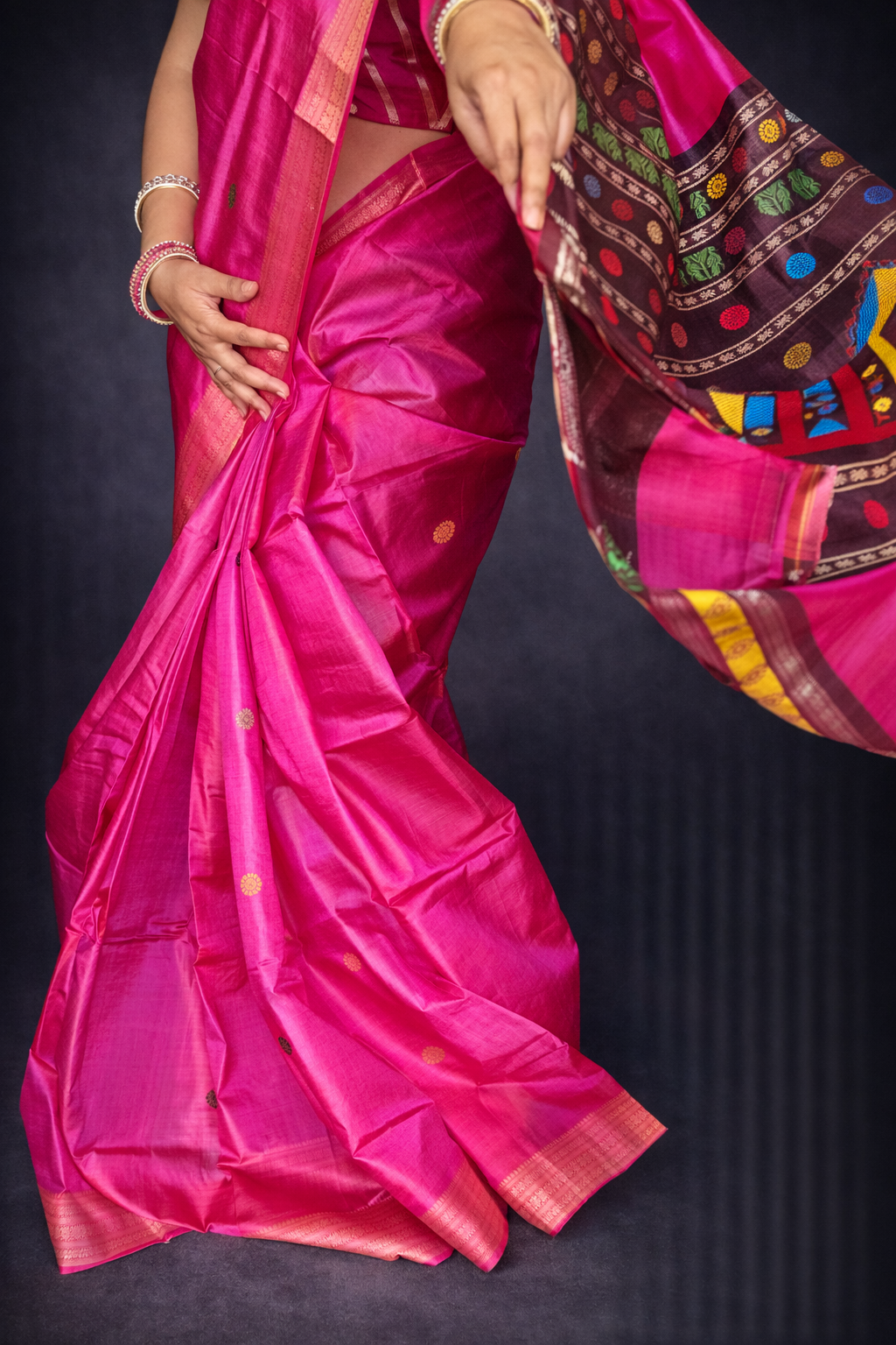 Disha: Pink Dolabedi Handwoven Pure Silk Saree
