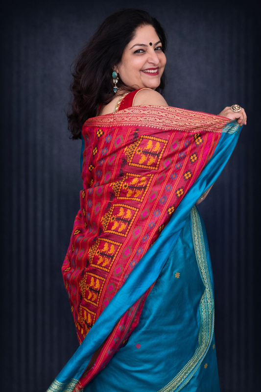 Juhi: Blue Dolabedi Handwoven Pure Silk Saree