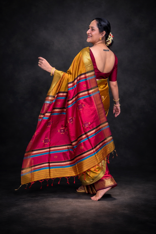 Akshatha: Yellow Handwoven Katan Silk Saree