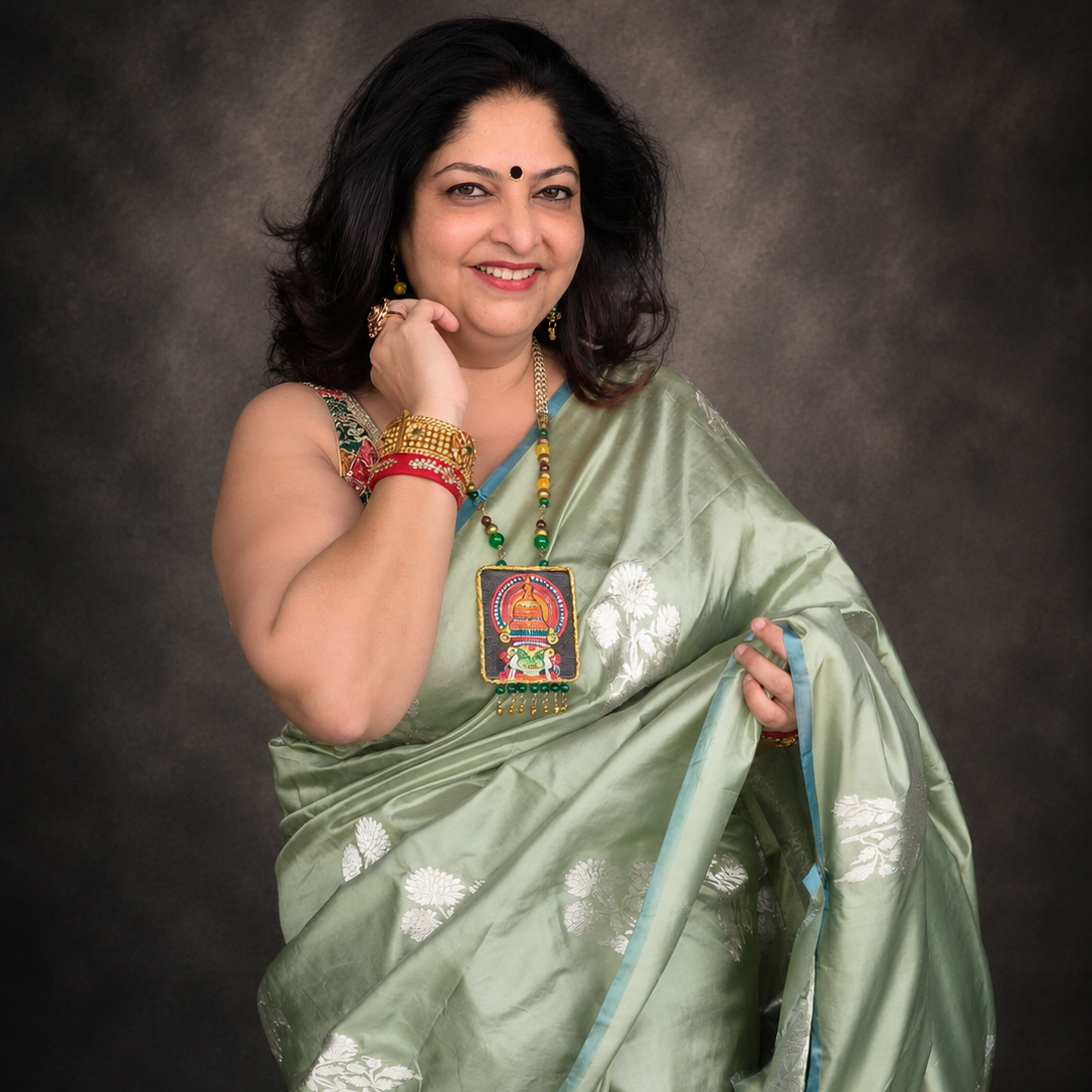 Labonya: Green Banarasi Katan Silk Saree