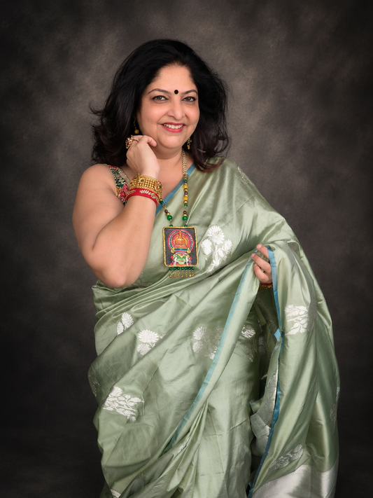 Labonya: Green Banarasi Katan Silk Saree
