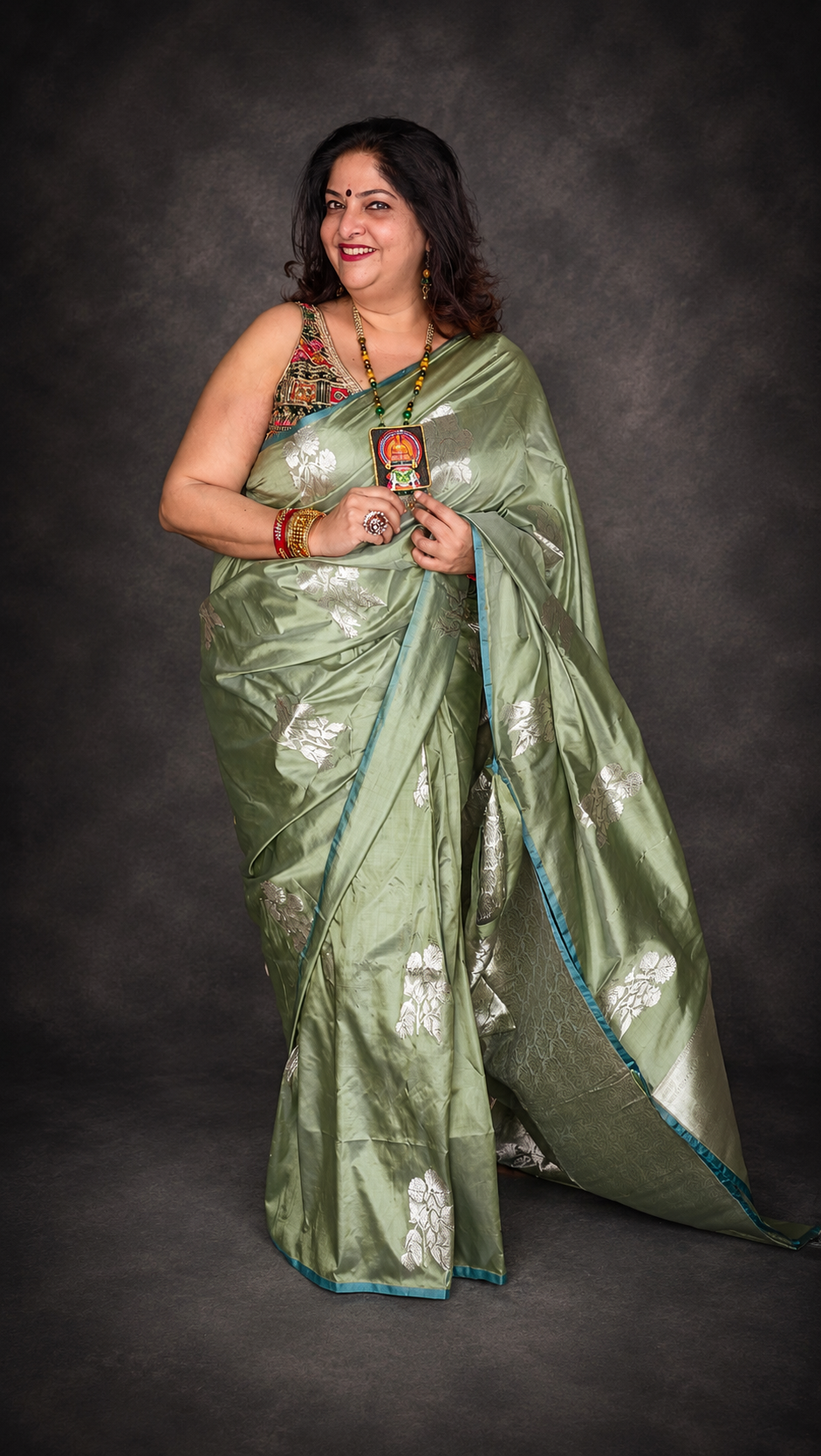 Labonya: Green Banarasi Katan Silk Saree