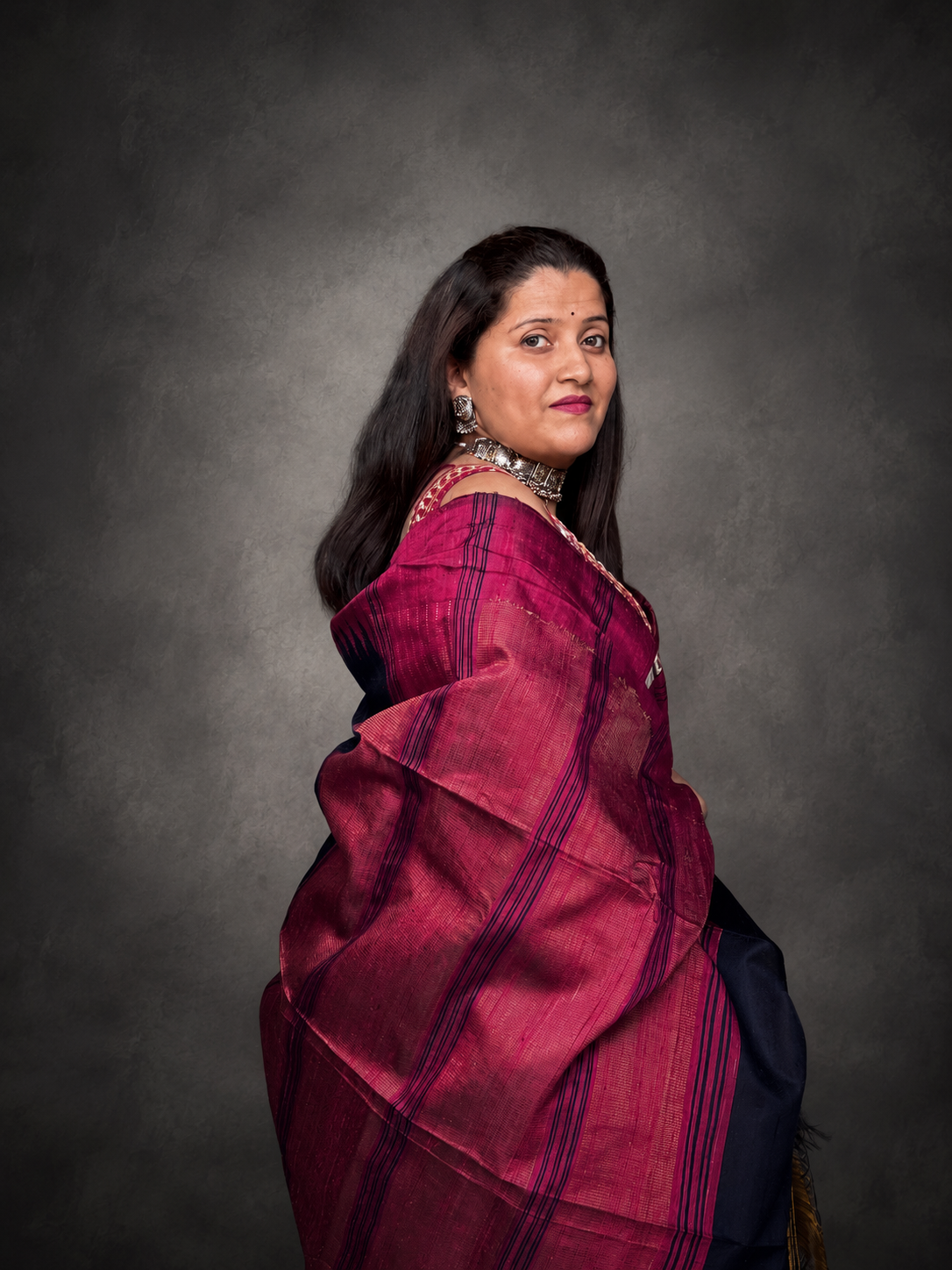 Adrija: Blue Handwoven Tussar Silk Saree