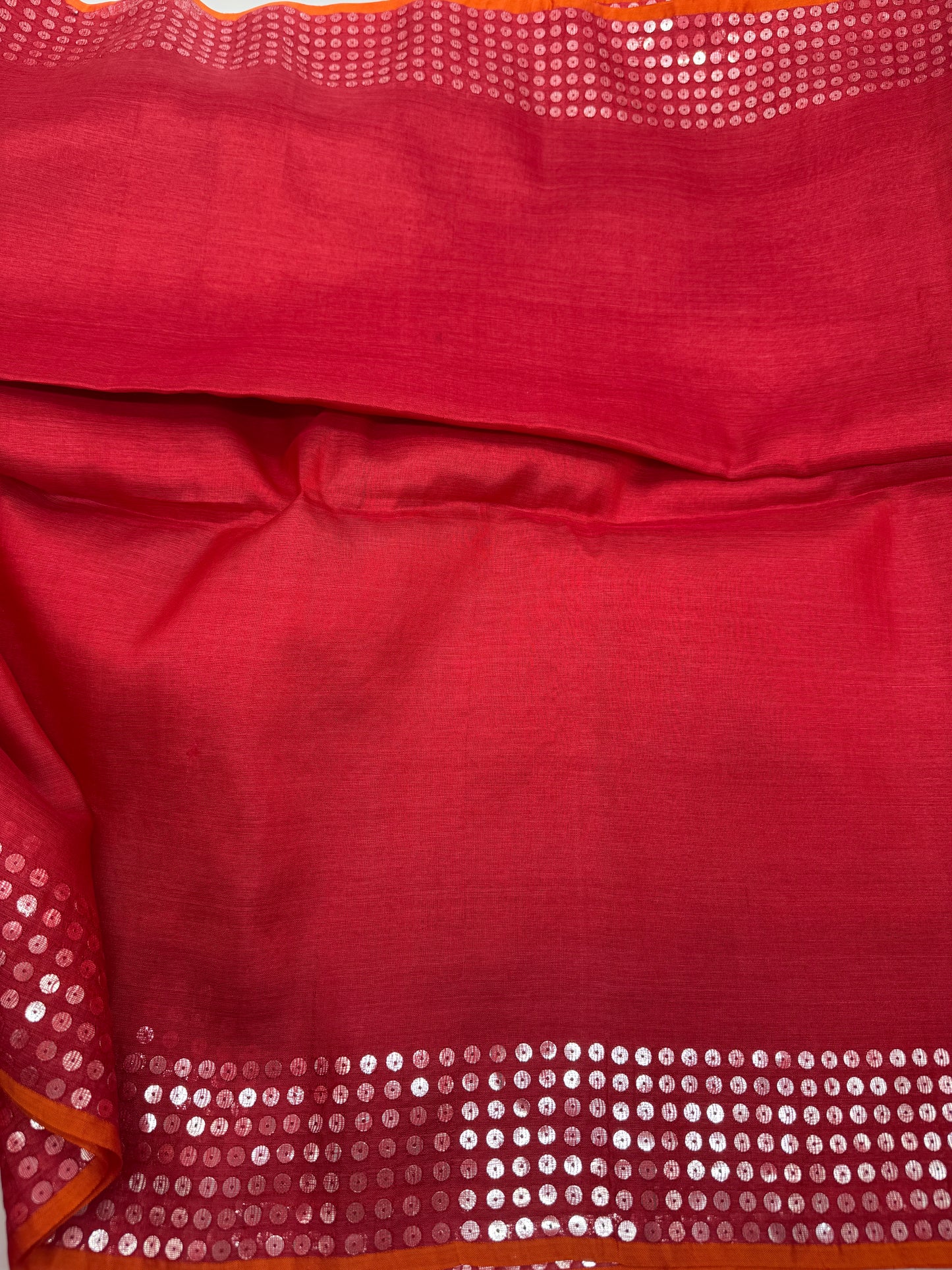 Ronjona: Red Handwoven Tussar Silk Sequins Saree