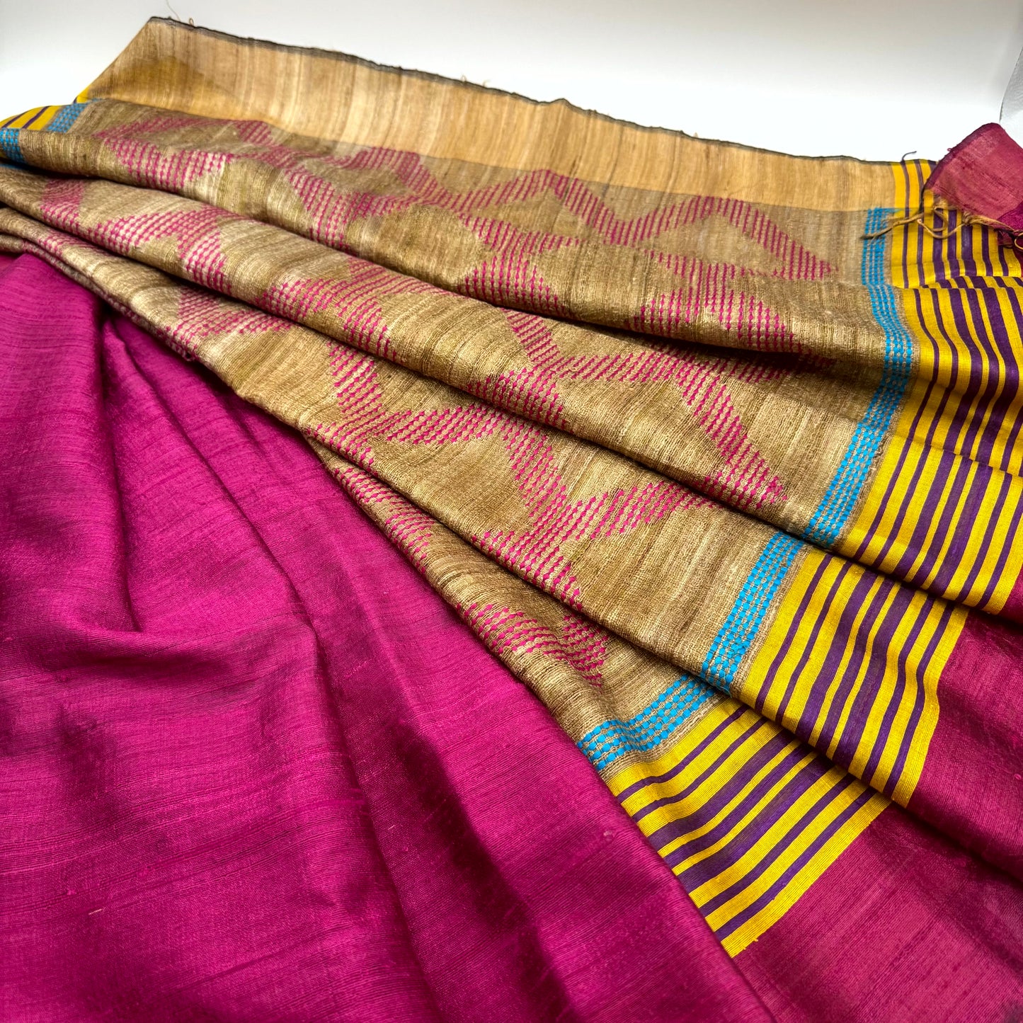 MAGENTA GHICHA SILK SAREE