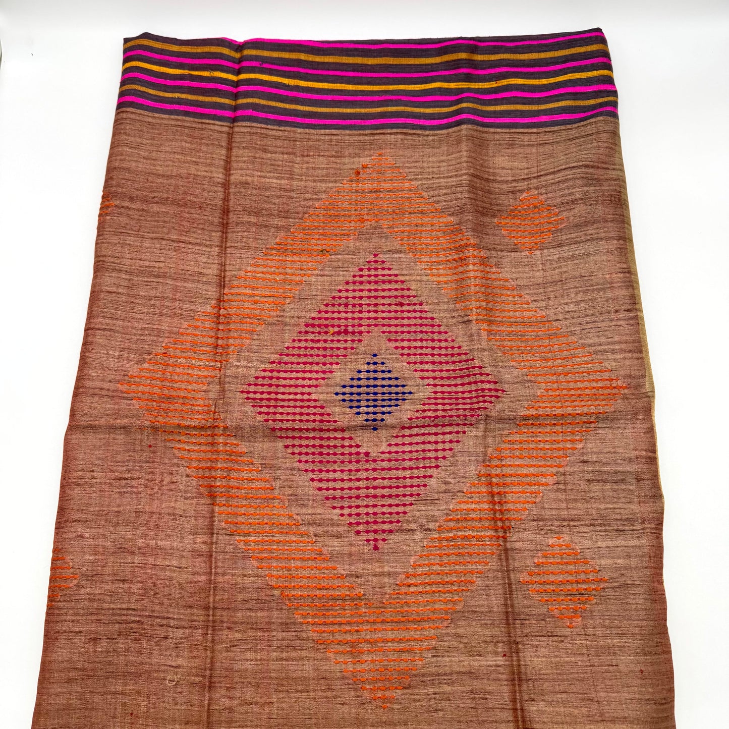 ORANGE GHICHA SILK SAREE