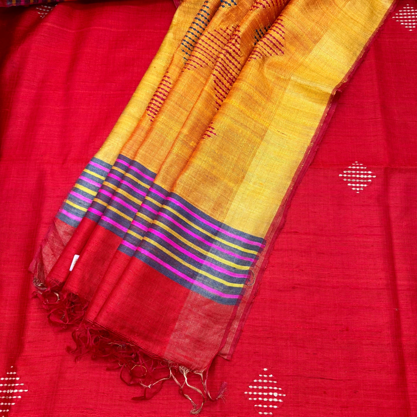 RED GHICHA SILK SAREE