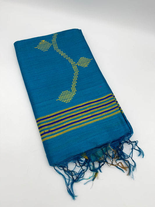 BLUE GHICHA SILK SAREE