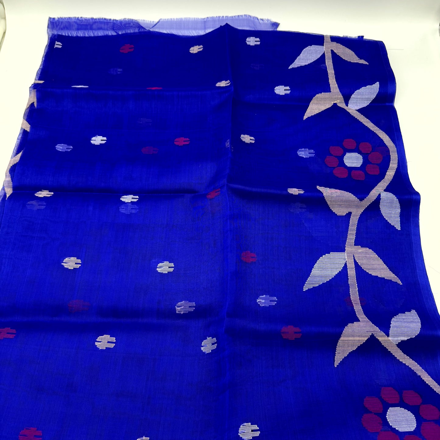 BLUE MUSLIN JAMDANI SAREE