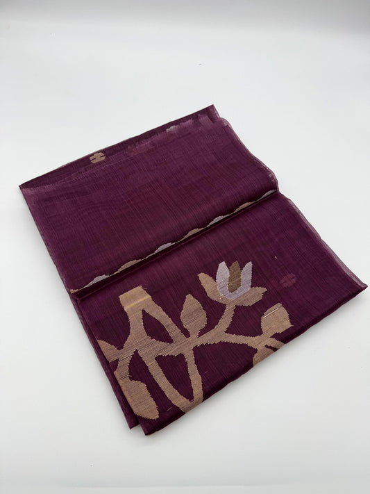 PURPLE MUSLIN JAMDANI SAREE
