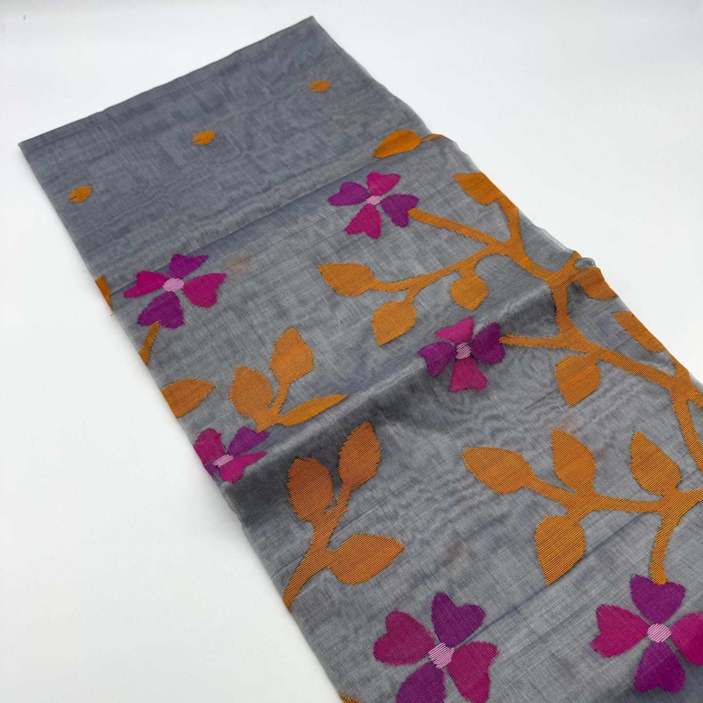 GREY MUSLIN JAMDANI SAREE