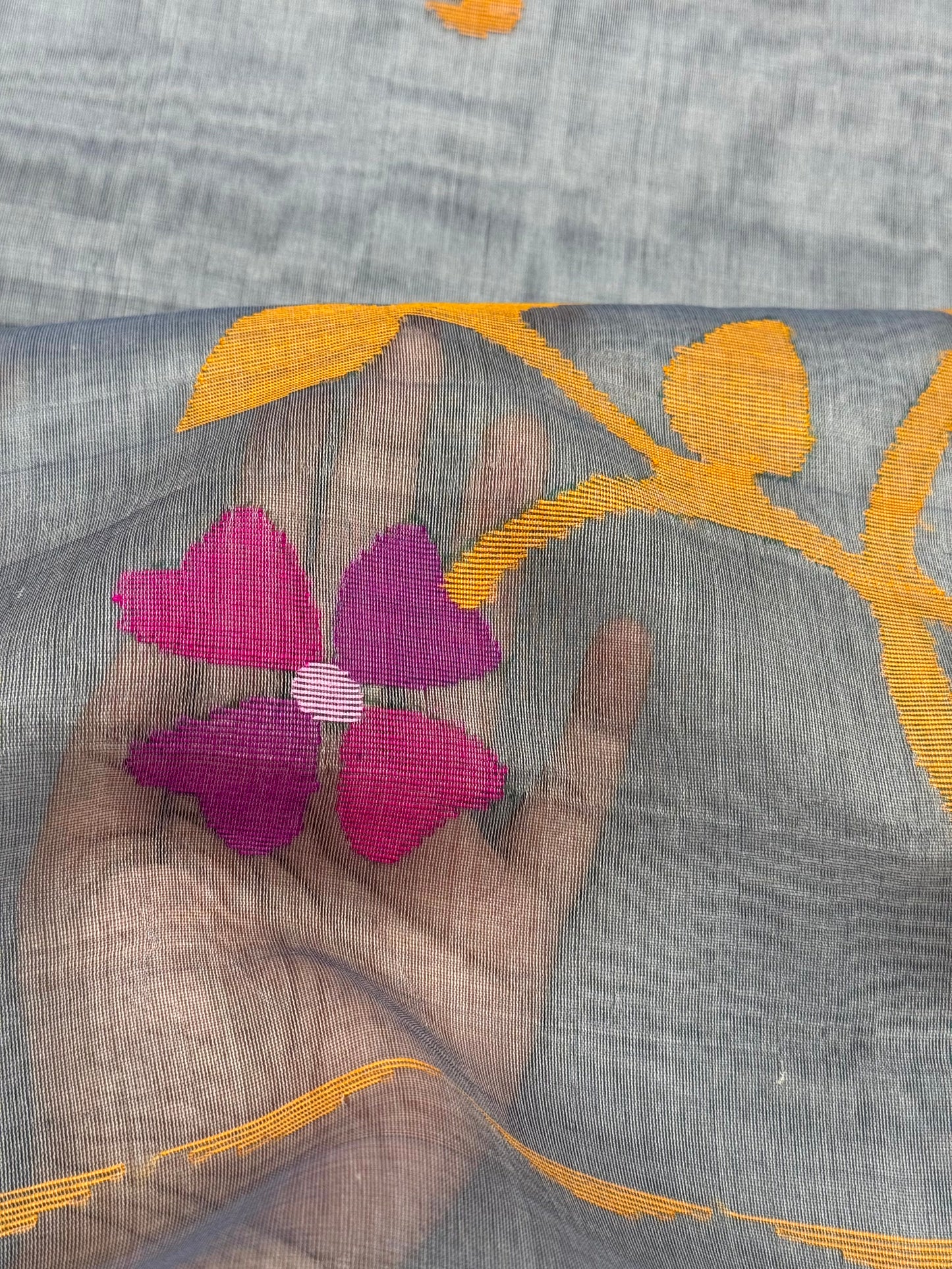 GREY MUSLIN JAMDANI SAREE