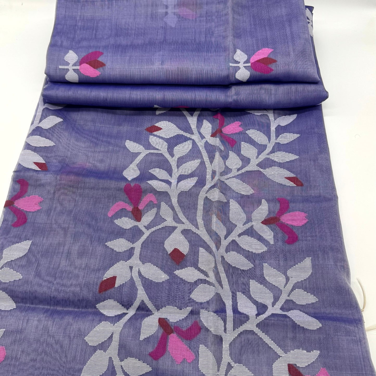 BLUE MUSLIN JAMDANI SAREE