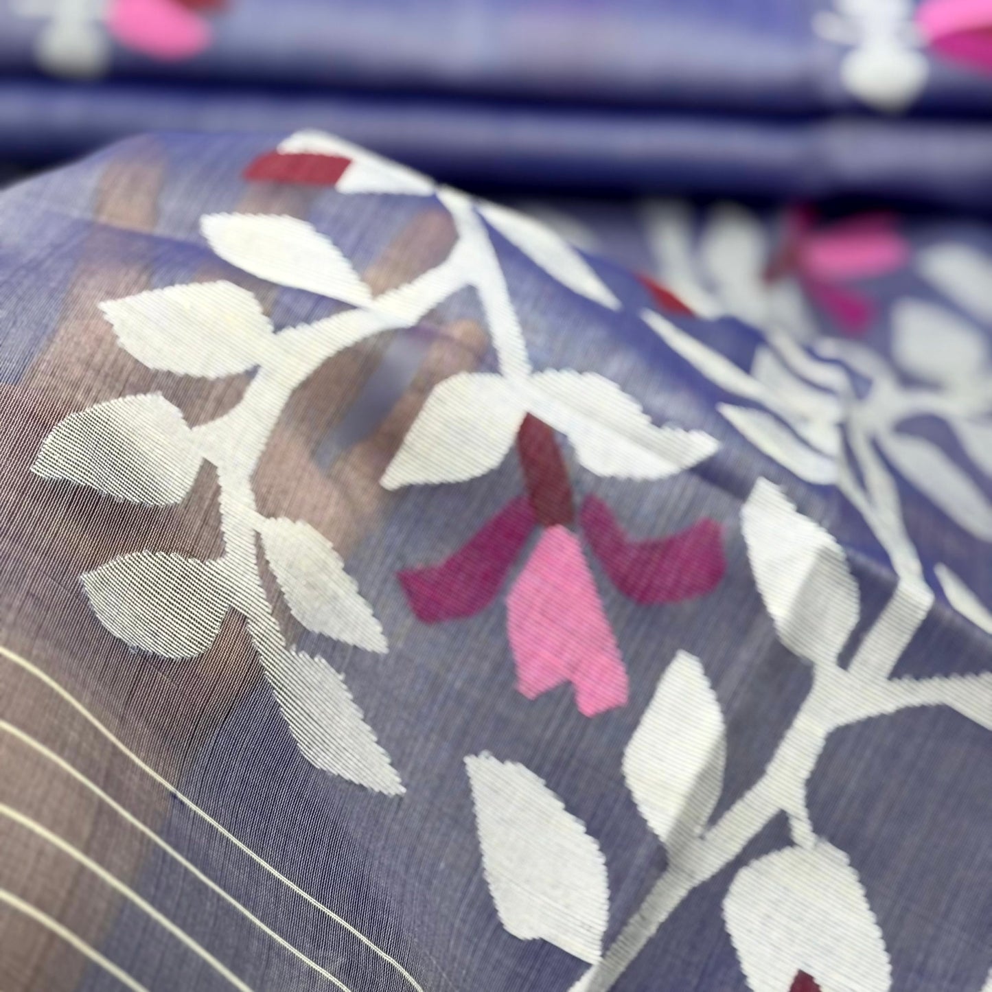 BLUE MUSLIN JAMDANI SAREE