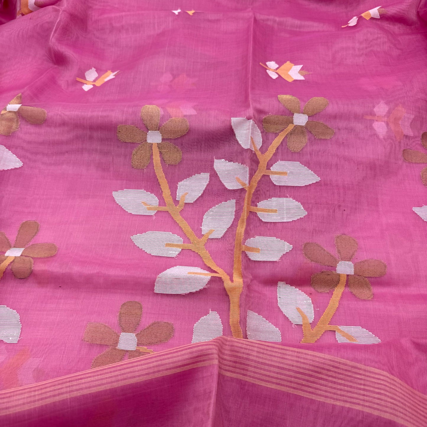 PINK MUSLIN JAMDANI SAREE