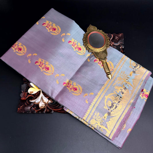 GREY BALUCHARI SILK SAREE