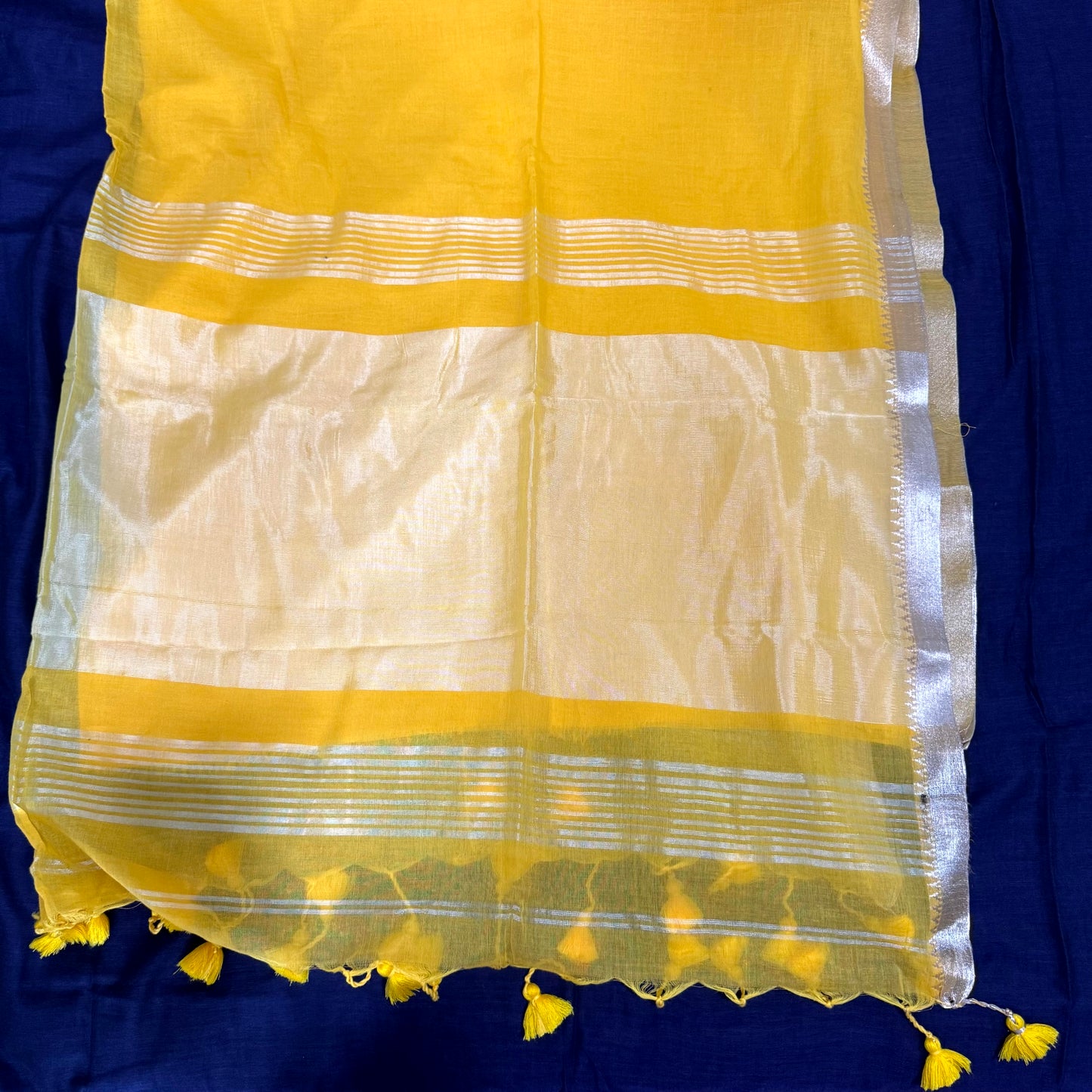 YELLOW MUL COTTON SAREE
