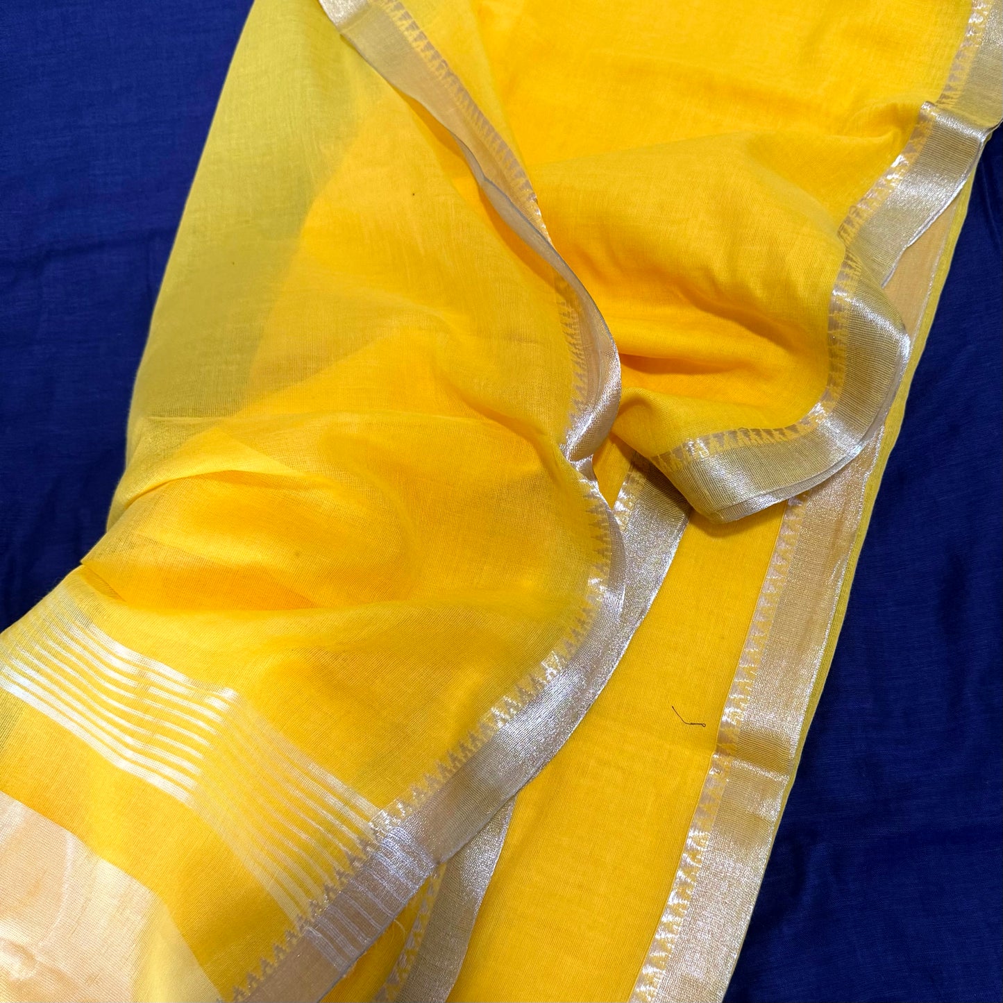 YELLOW MUL COTTON SAREE