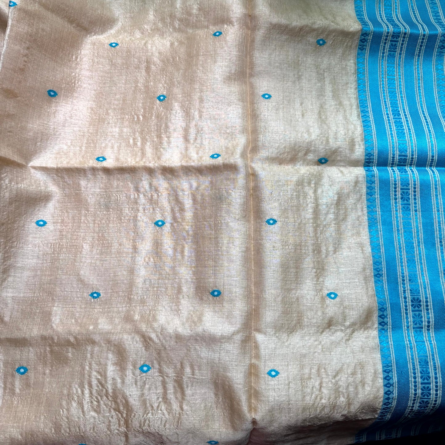 BLUE TUSSAR SILK SAREE