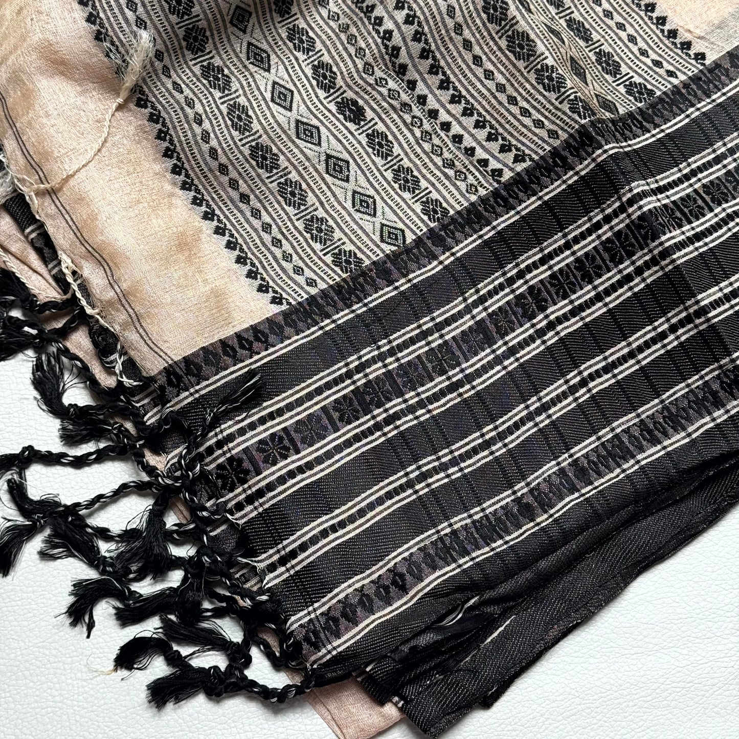 BLACK TUSSAR SILK SAREE