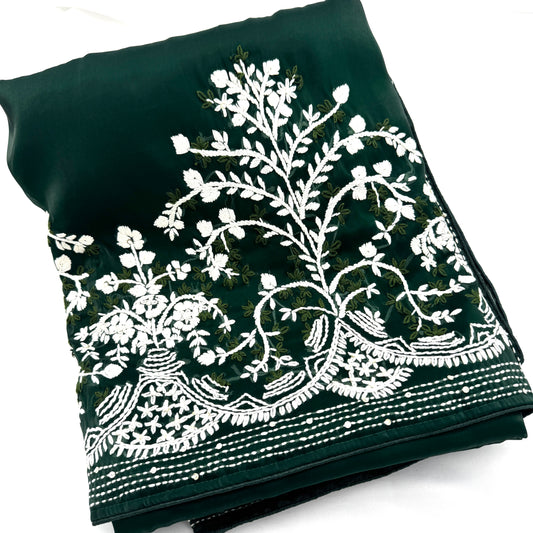 Green JimmyChoo Saree with Hand-Embroidery