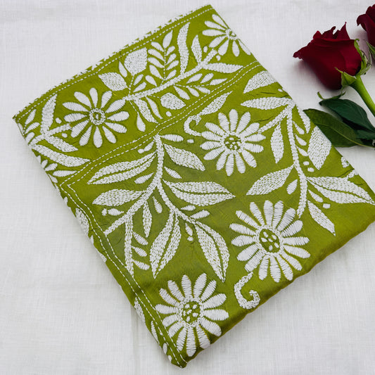 Green Silk-blend Kantha Saree