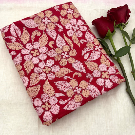 Red Silk Kantha Saree