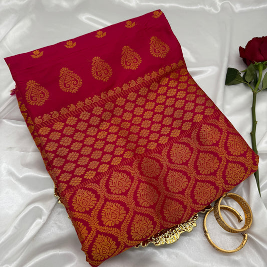 Pink Paat-Silk Saree with Gold Zari-work