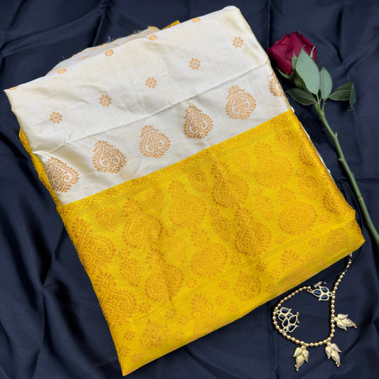 Yellow Paat-Silk Saree with Gold Zari-work