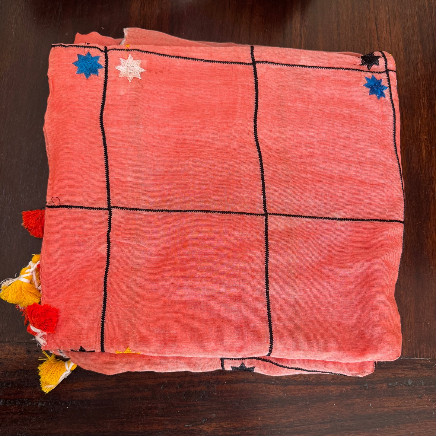 Orange Mul Cotton Saree with Embroidery
