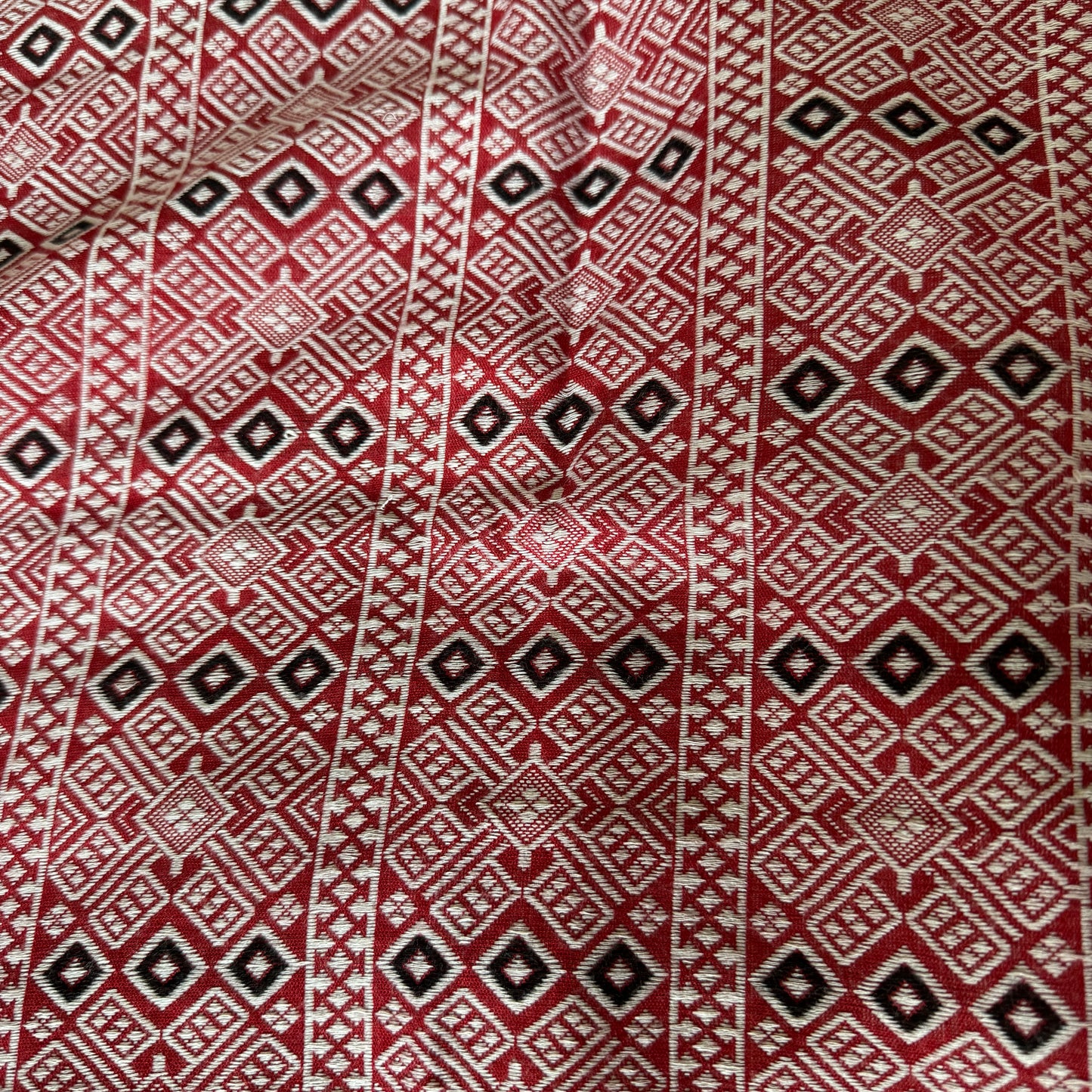 Rang Bihu - Red Handloom Cotton Saree with Assamese Motifs