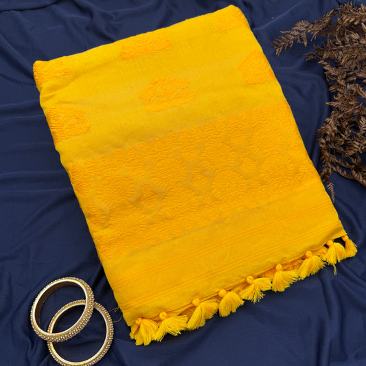 Basanti Baag - Yellow Cotton Assam Handloom Saree